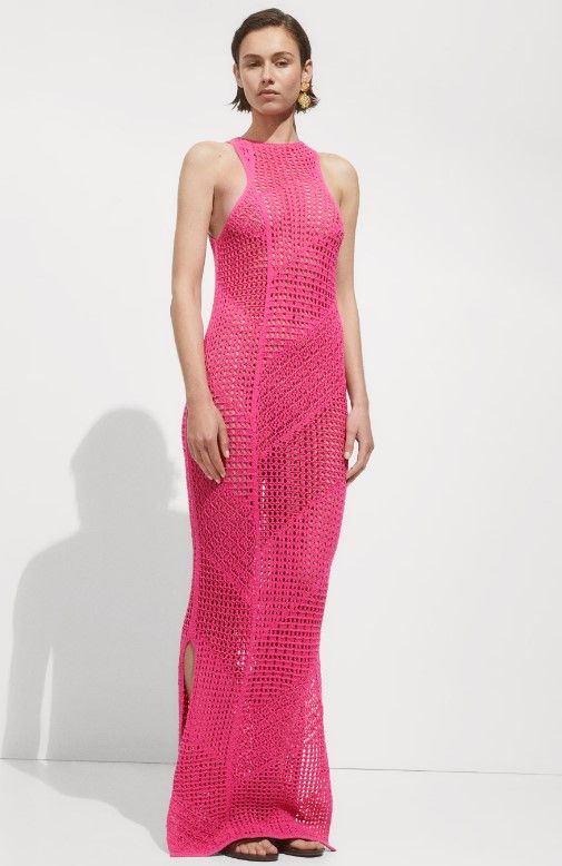mango pink crochet dress 