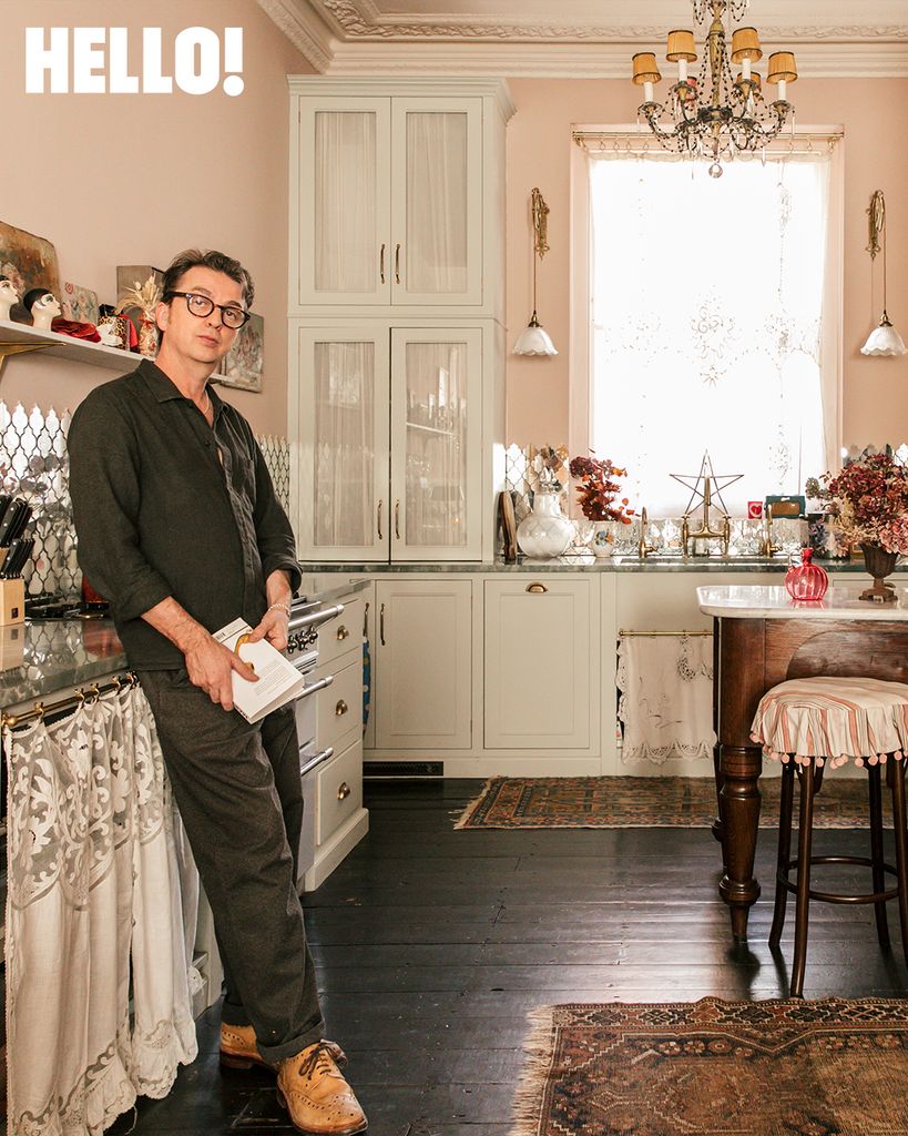 Pearl Lowe's husband Danny Goffey in kitchen of Notting Hill home