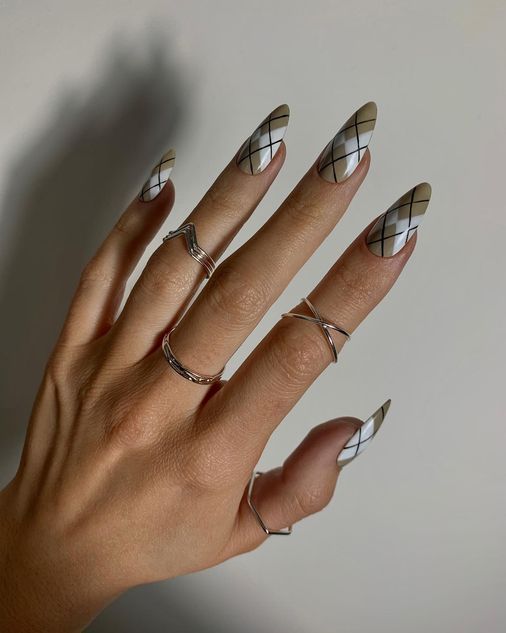 long white plaid nails