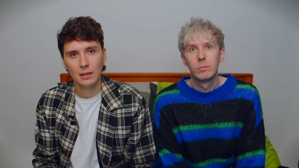 Daniel Howell and Phil Lester in a screenshot from their YouTube video "Are Dan and Phil in a Relationship?"