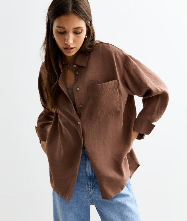 Brown shirt by New Look in the style of Meghan Markle