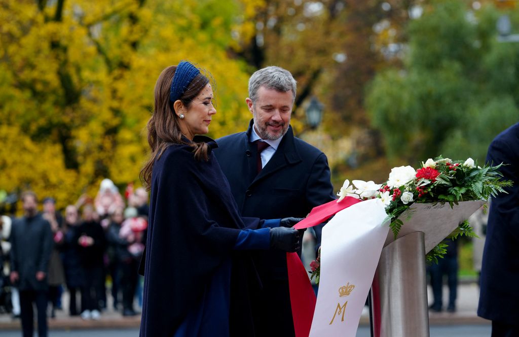 King Frederik and Queen Mary of Denmark attend a wreath laying ceremony at the Freedom Monument in Riga, Latvia