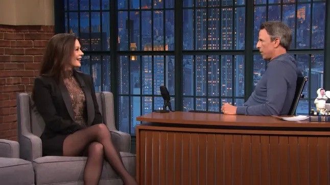 photo of catherine zeta jones on late night with seth meyers