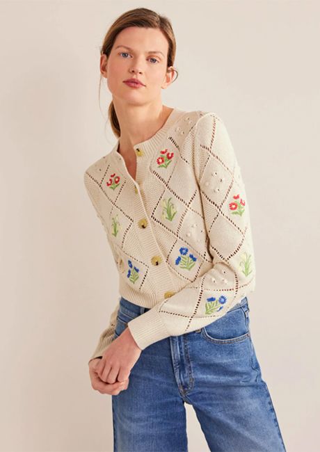 boden ivory embroidered cardigan