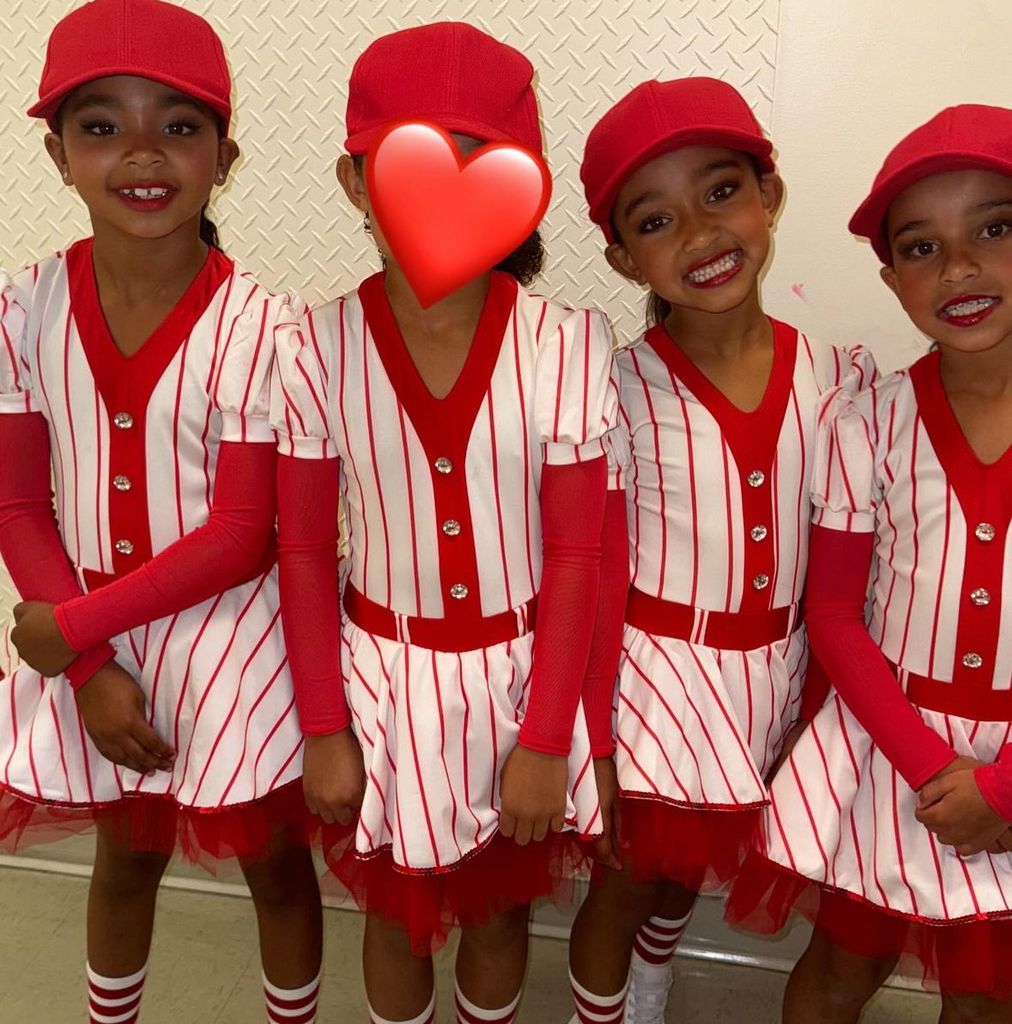 Photo shared by Khloé Kardashian on Instagram June 23, 2024 of her daughter true, plus Rob Kardashian's daughter Dream, Kim Kardashian's daughter Chicago and Kylie Jenner's daughter Stormi at a dance recital