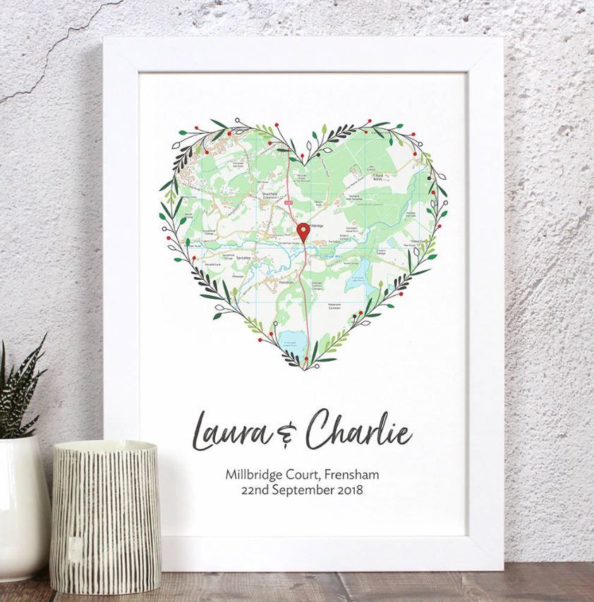 personalised map photo frame