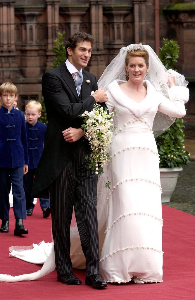 Bride And Groom Edward Van Cutsem And Lady Tamara Grosvenor After Their Wedding At Chester Cathedral.