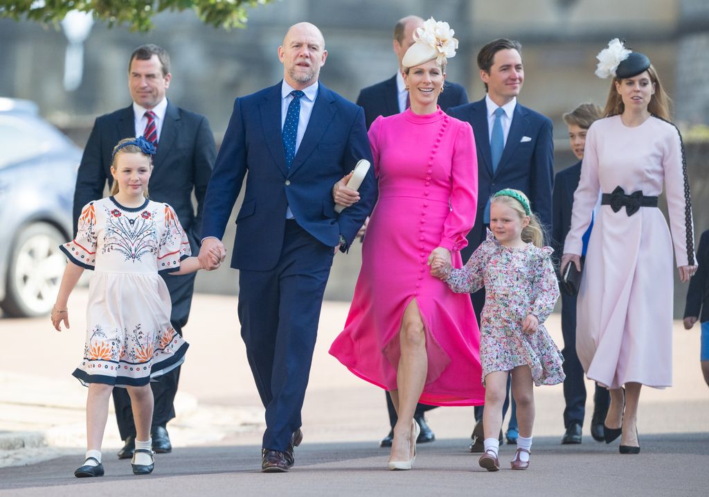 Mike and Zara Tindall attend Easter Sunday service with Mia and Lena