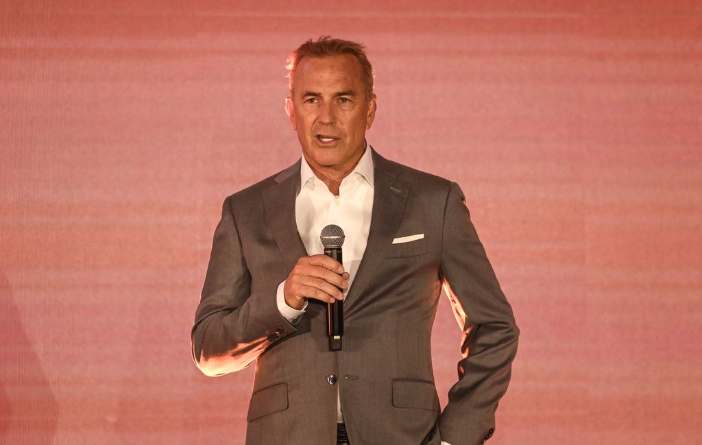 LONDON, ENGLAND - JUNE 20: Kevin Costner speaks onstage during the Paramount+ UK launch at Outernet London on June 20, 2022 in London, England. (Photo by Dave J Hogan/Getty Images for Paramount+)