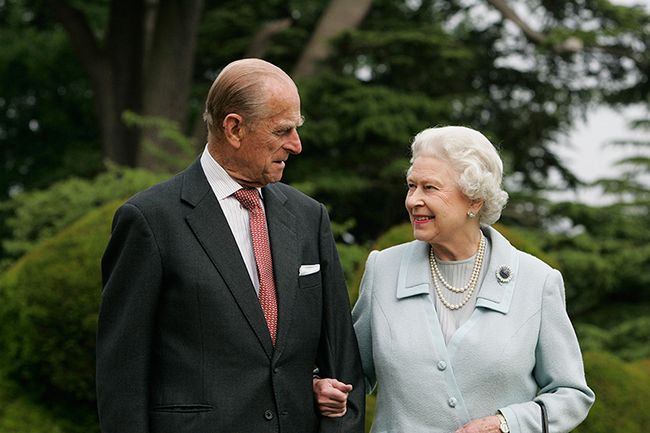 Prince Philip and the Queen looking into each others eyes