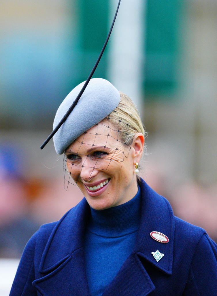 Zara Tindall wears a striking hat from Victoria Charles
