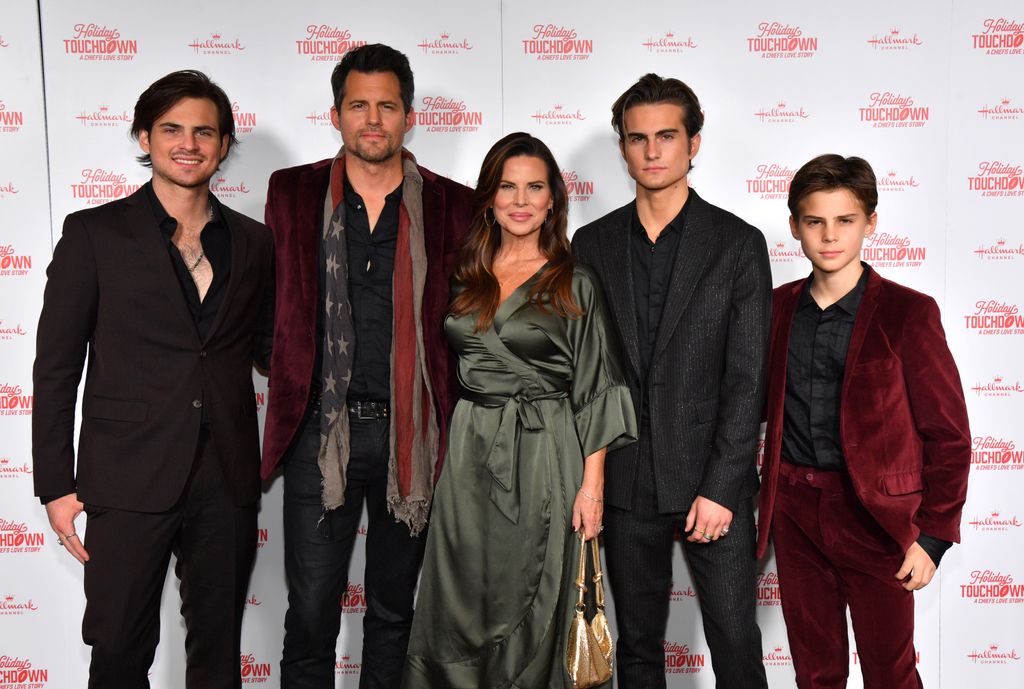 KANSAS CITY, MISSOURI - NOVEMBER 30: (L-R) Caleb Polaha, Kristoffer Polaha, Julianne Polaha, Micah Max Polaha, and Jude Polaha attend Hallmark's Premiere Screening of Holiday Touchdown: A Chiefs Love Story on November 30, 2024 in Kansas City, Missouri.  (Photo by Jason Davis/Getty Images for Hallmark Media)