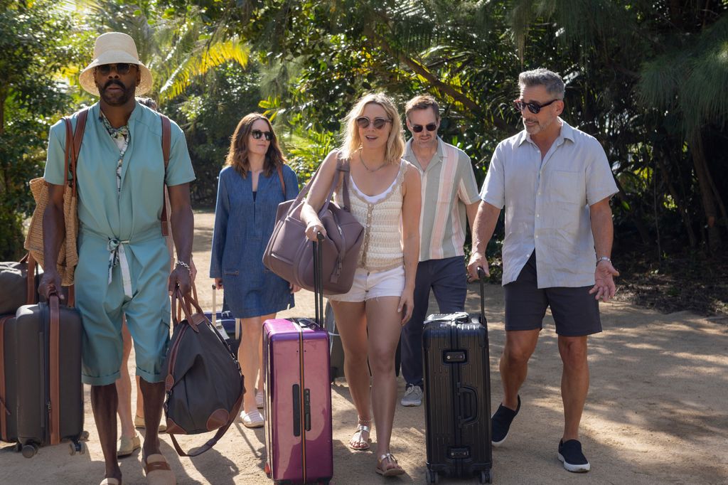 Colman Domingo as Danny, Tina Fey as Kate, Erika Henningsen as Ginny, Will Forte as Jack, and Steve Carell as Nick in The Four Seasons