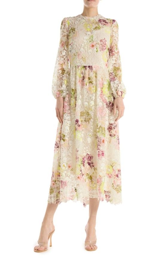 Floral Monique L'Huillier dress with long sleeves
