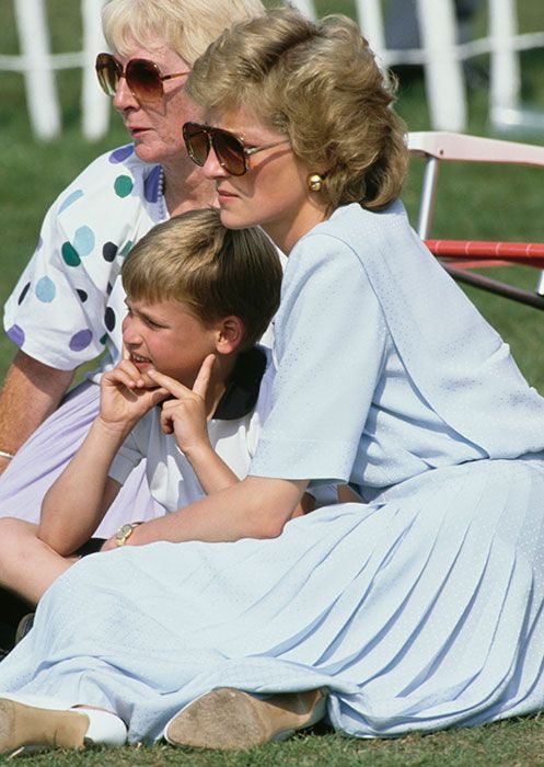 Princes Diana and Frances Shand Kydd with Prince William at the polo