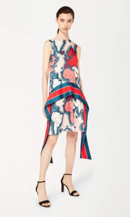 victoria beckham scarf map print dress