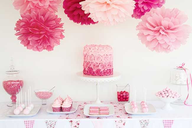 Pink ombre baby shower cake istock