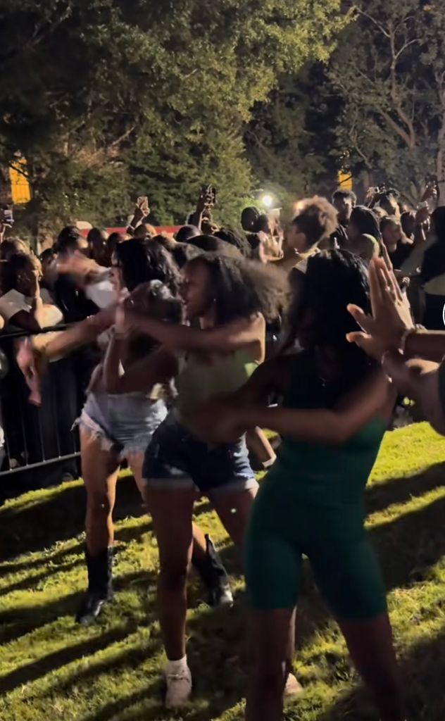 Still from a TikTok shared by Angelina Jolie's daughter Zahara's Spelman College classmate of her sorority Alpha Kappa Alpha's Welcome Back Jam dance, August 2024