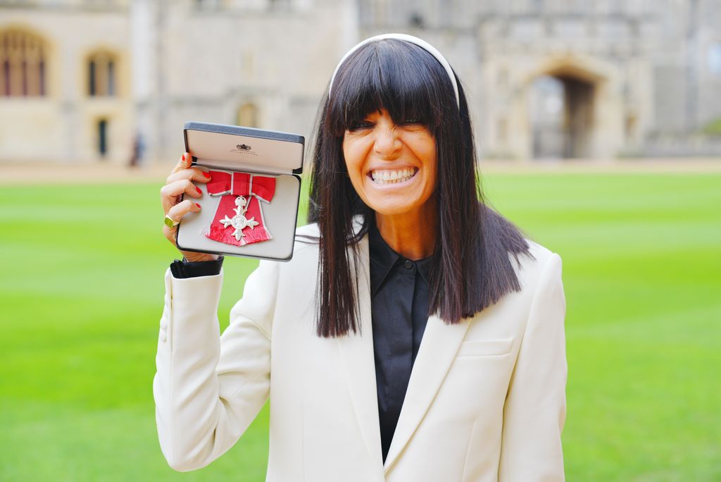 Claudia Winkleman after being made a Member of the Order of the British Empire during an Investiture ceremony at Windsor Castle on December 9, 2025 in Windsor, England.  (Photo by Ben Birchall - WPA Pool/Getty Images)