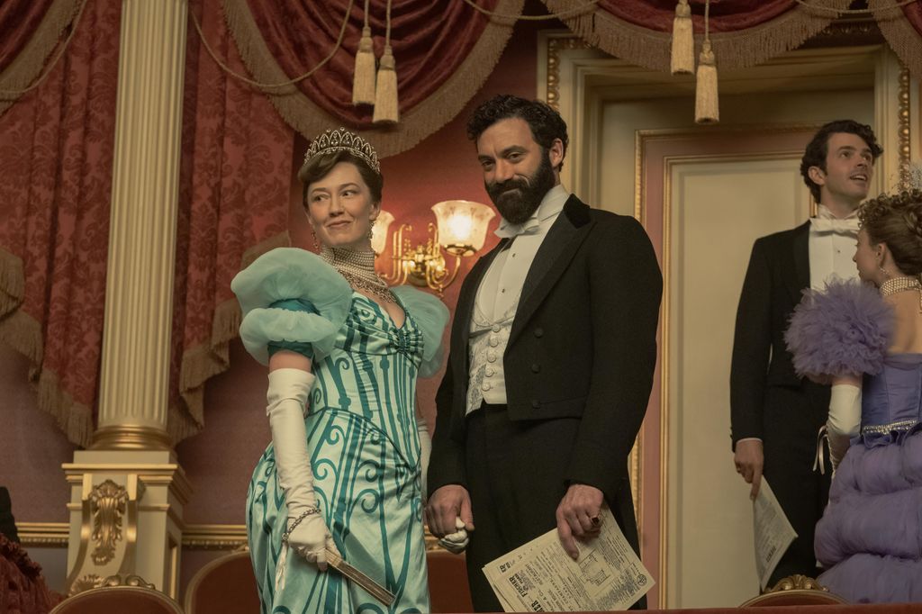 Carrie Coon as Bertha Russell & Morgan Spector as George Russell in The Gilded Age