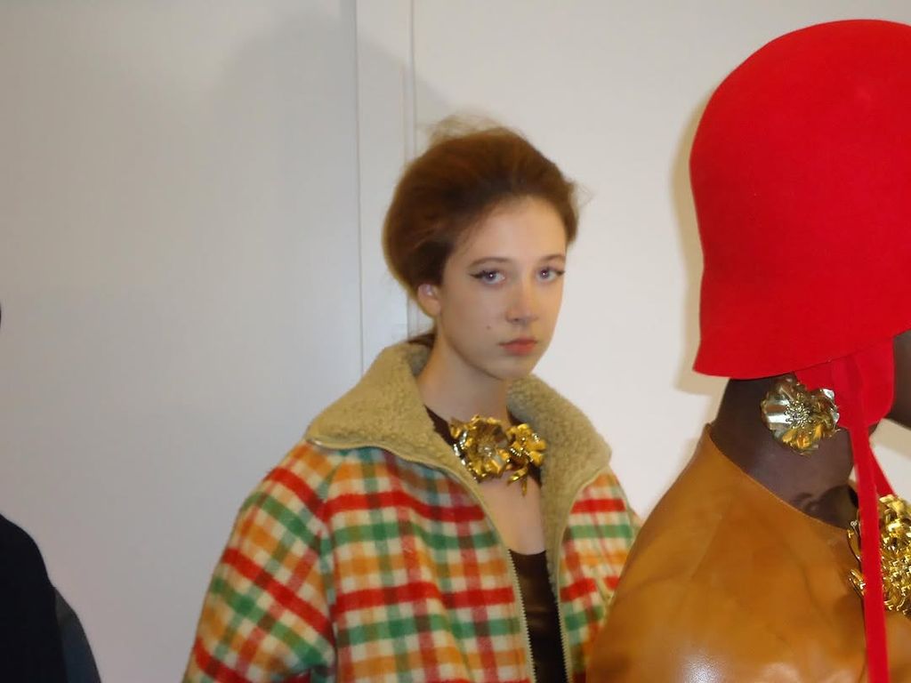 Sunday Rose Kidman Urban captured backstage before Miu Miu's Fall Winter 2025 runway show as part of Paris Fashion Week