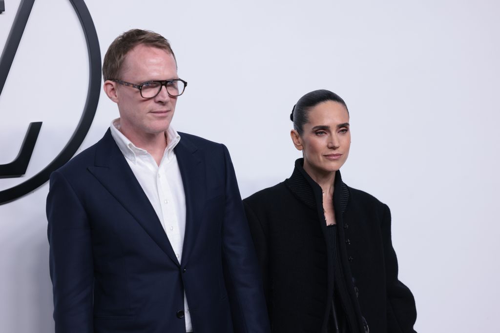 SHANGHAI, CHINA - APRIL 18: English actor Paul Bettany and his wife actress Jennifer Connelly attend Louis Vuitton Women's Voyager Pre-Fall 2024 Collection Show on April 18, 2024 in Shanghai, China. (Photo by VCG/VCG via Getty Images)