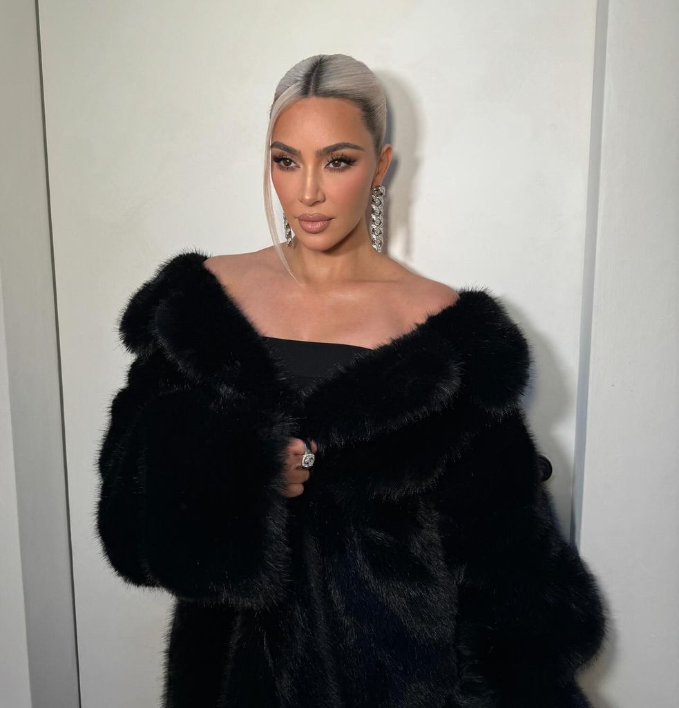 Kim Kardashian sporting ice blonde hair