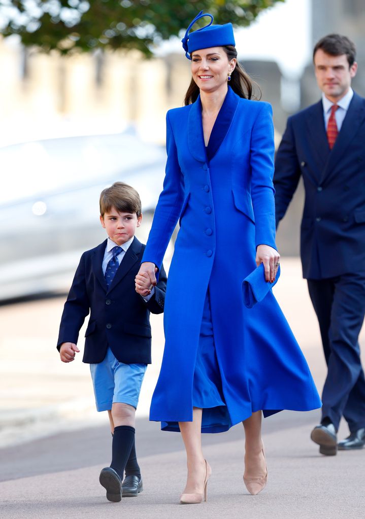 Kate with Prince Louis attends the Easter church service at St George's in Windsor