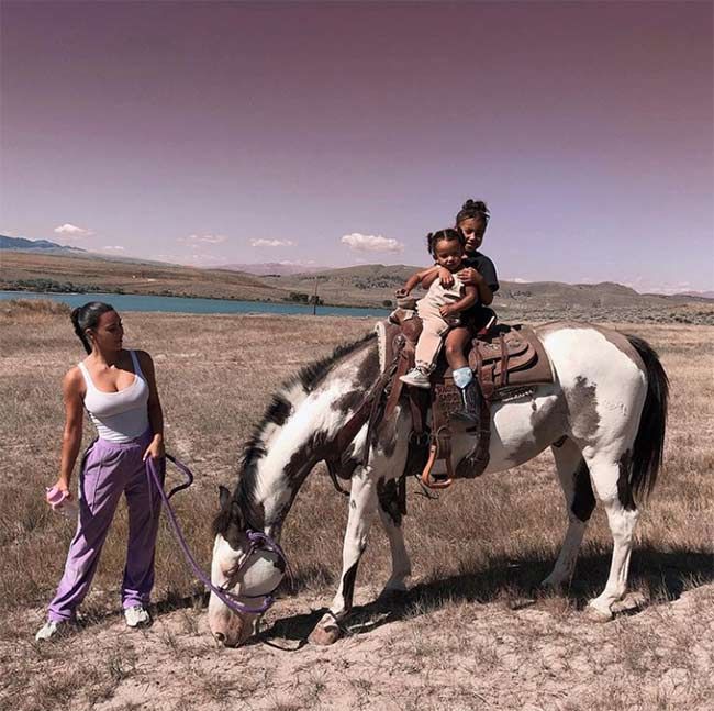 Kim Kardashian wyoming horse riding