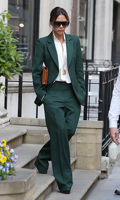 Victoria beckham green suit