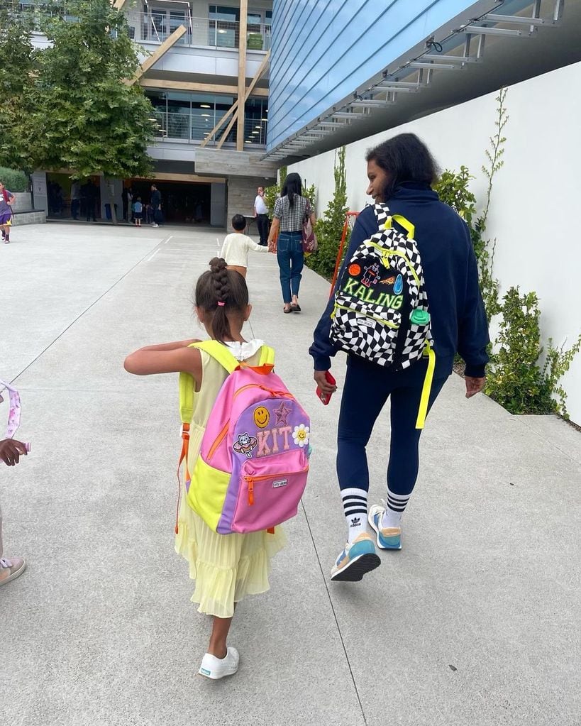 Mindy Kaling dropping her daughter Katherine "Kit" off on her first day of school