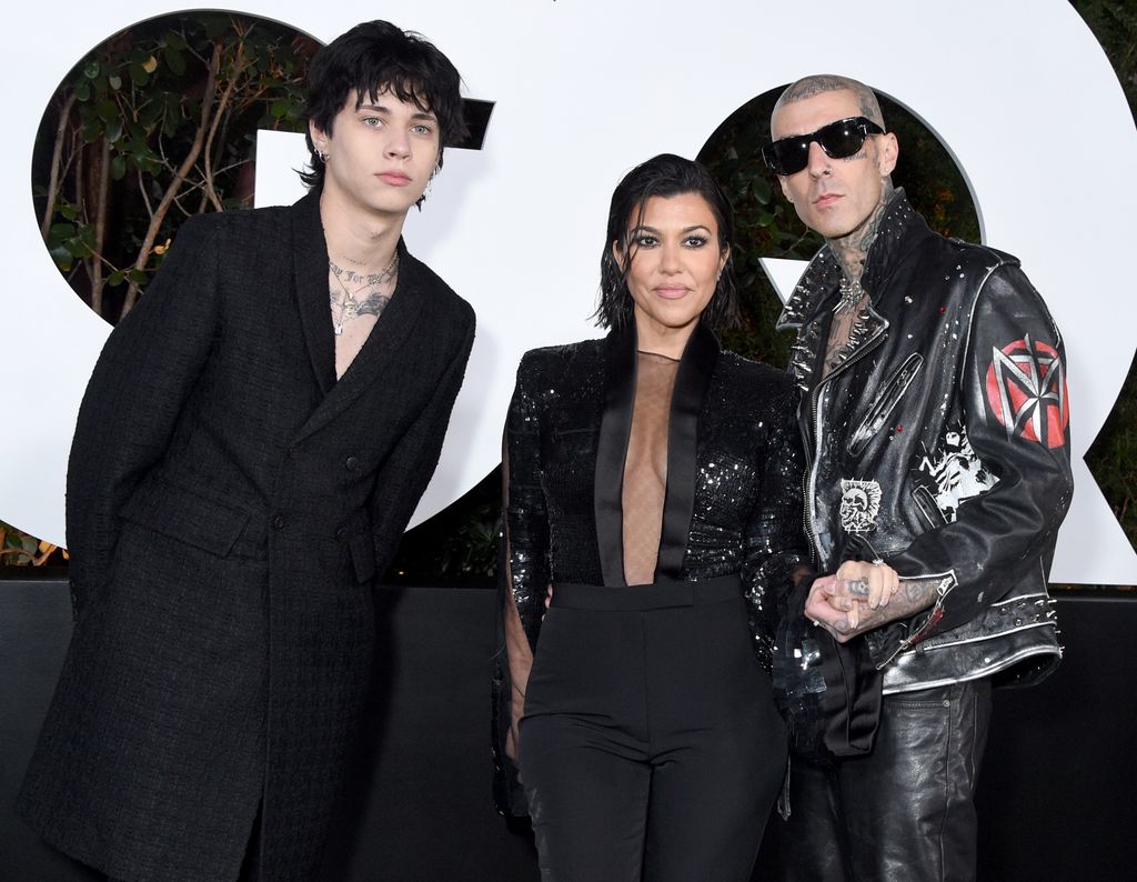 WEST HOLLYWOOD, CALIFORNIA - NOVEMBER 17: Landon Asher Barker, Kourtney Kardashian, and Travis Barker attend the 2022 GQ Men Of The Year Party Hosted By Global Editorial Director Will Welch at The West Hollywood EDITION on November 17, 2022 in West Hollywood, California. (Photo by Gregg DeGuire/FilmMagic)