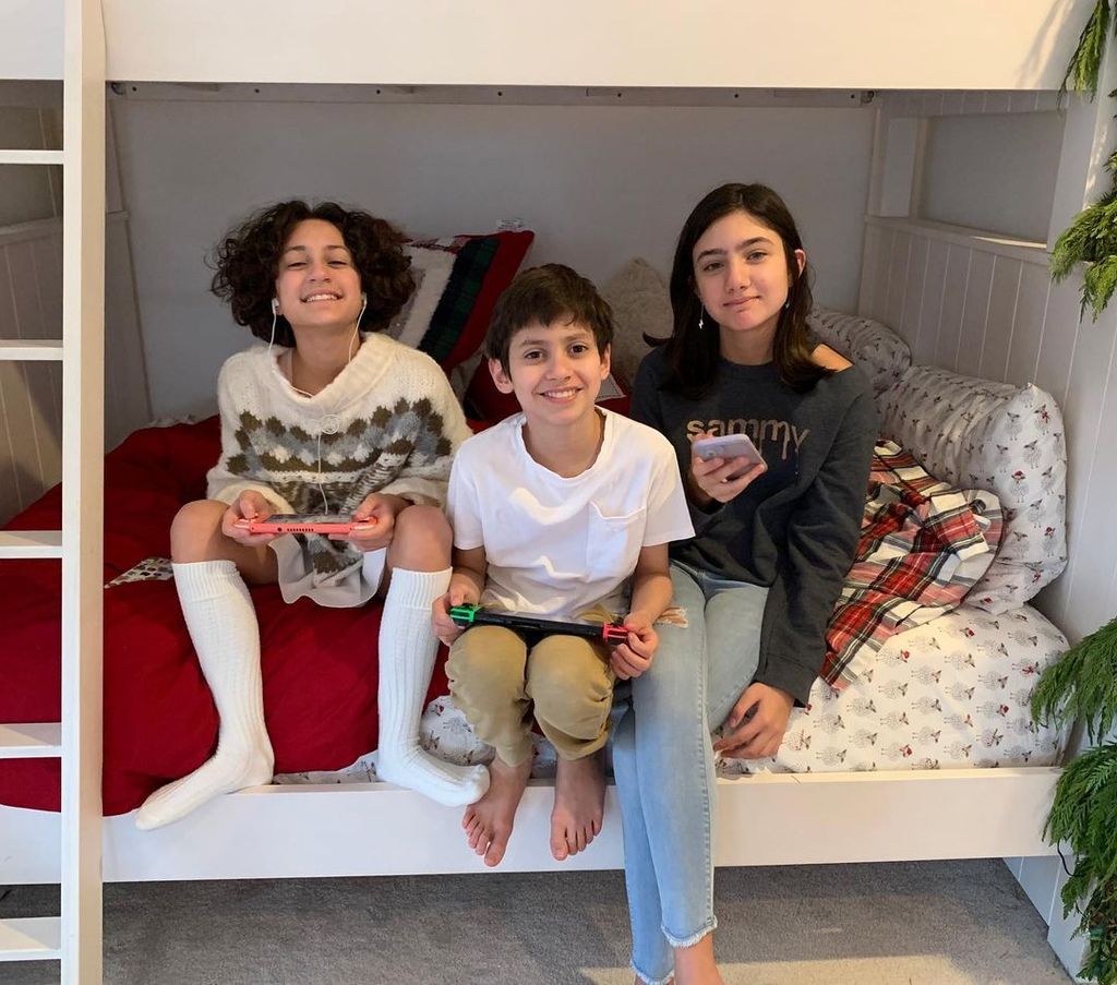 Jennifer Lopez's twins Max and Emme pose for a photo with their cousin Lucy Lopez-Goldfried, shared on Instagram