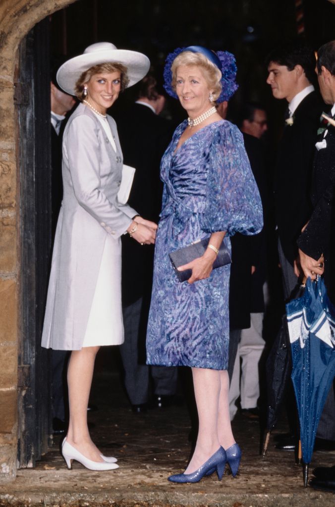 Princess Diana in a church doorway at Charles Spencer's wedding to Victoria Lockwood in 1989