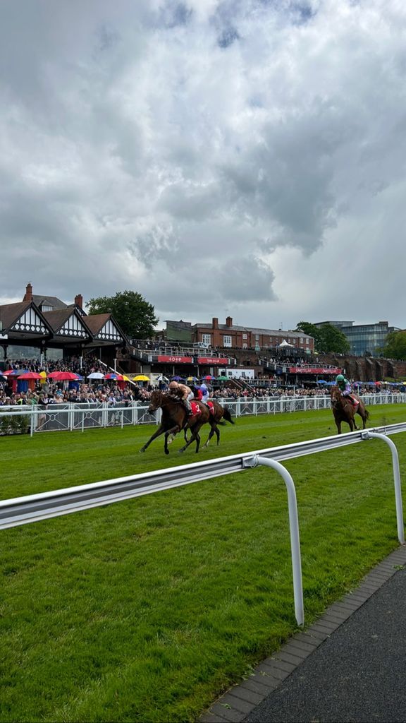 A photo of the horses racing at Chester Racecourse