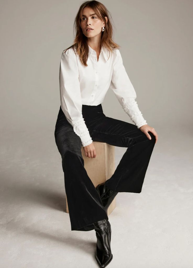 Mint Velvet Black Velvet Wide Trousers