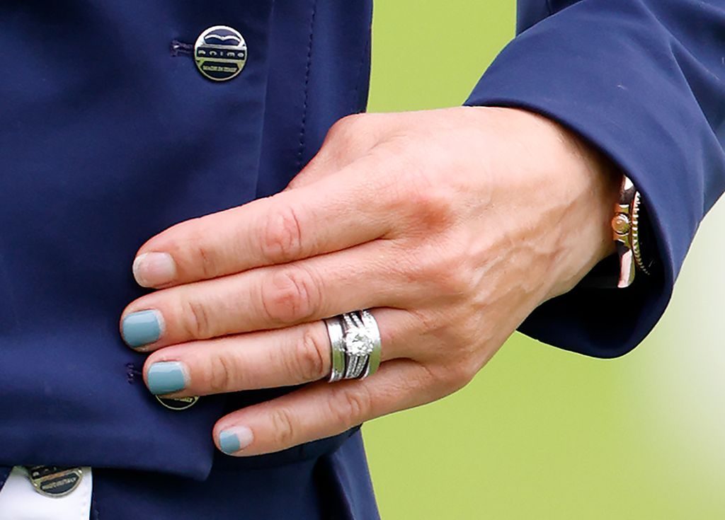 Zara Tindall's chipped blue nail polish