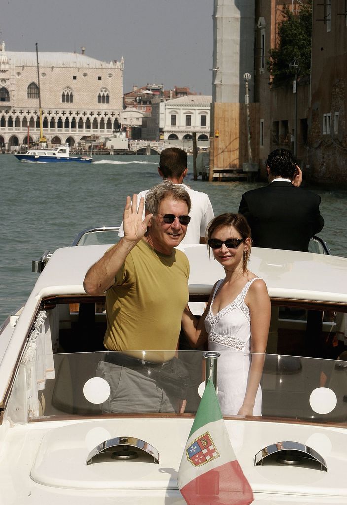 Harrison Ford and Calista Flockhart arrive on the second day of the 62nd Venice Film Festival on September 1, 2005 in Venice, Italy