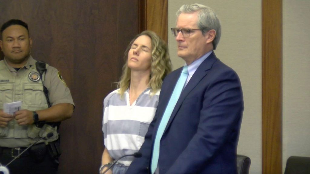 This image from video shows Ruby Franke during a hearing Monday, Dec. 18, 2023, in St. George, Utah. Franke, a Utah mother of six who gave parenting advice via a once-popular YouTube channel called "8 Passengers" has pleaded guilty to four counts of aggravated child abuse for abusing and starving two of her children.