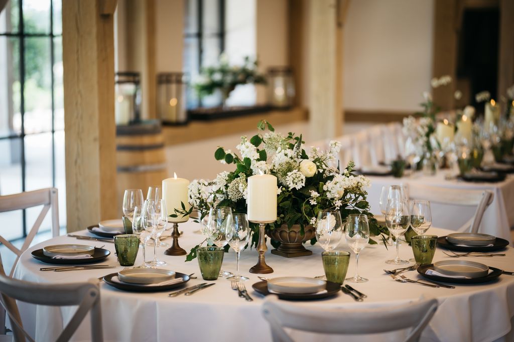 dinner table at The Post Barn venue 