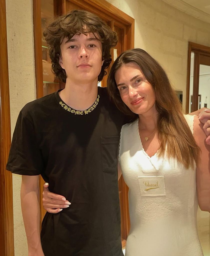 Rhea Durham and her son Brendan Wahlberg pose for a photo during the family's vacation in Barbados, shared on Instagram