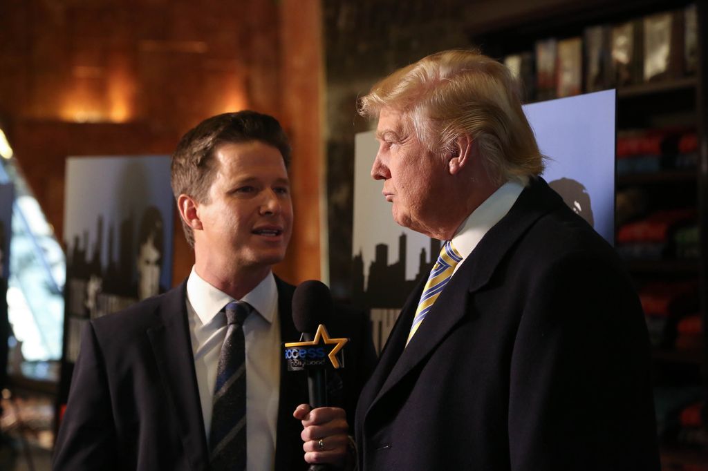 Donald Trump (R) is interviewed by Billy Bush of Access Hollywood at "Celebrity Apprentice" Red Carpet Event at Trump Tower on January 20, 2015 in New York City