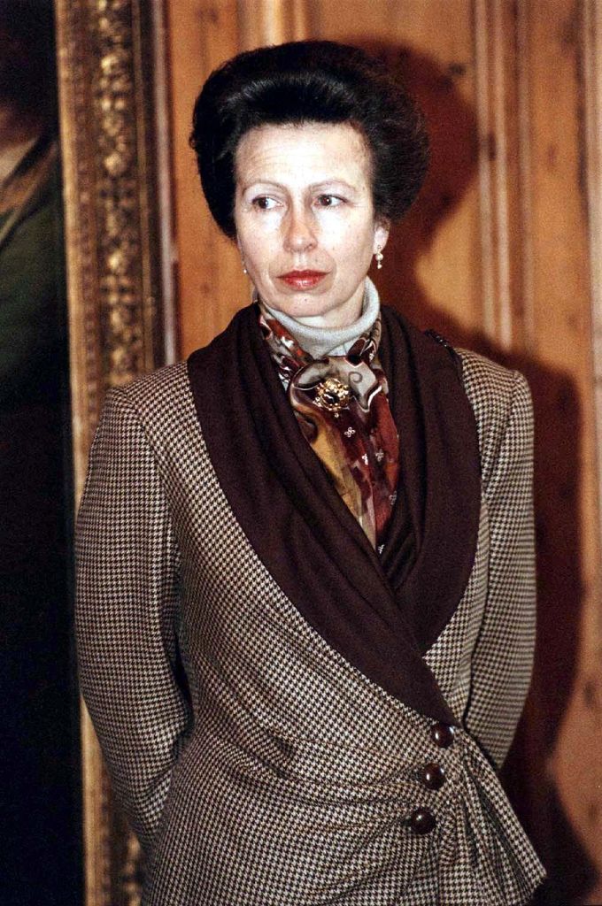 The Princess Royal wearing a brown tweed jacket in 1999