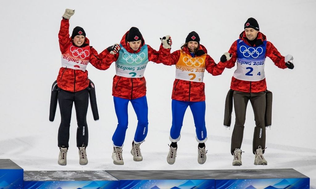 Canada's mixed team ski jumping team