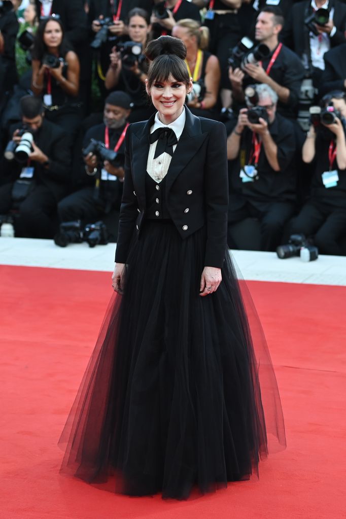 Winona Ryder, member of the cast of the opening film, comes to the opening of the 81st Venice International Film Festival with the film "Beetlejuice Beetlejuice". 