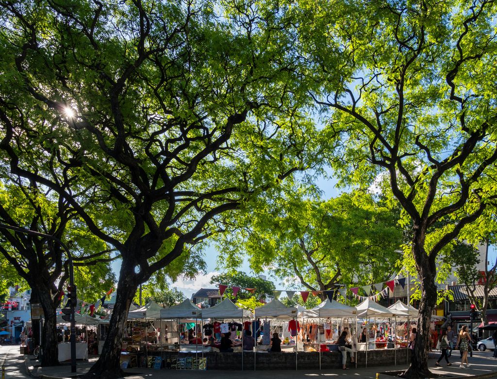 Plazoleta Julio Cortazar, also called Plaza Serrano, Palermo, Buenos Aires, Argentina.