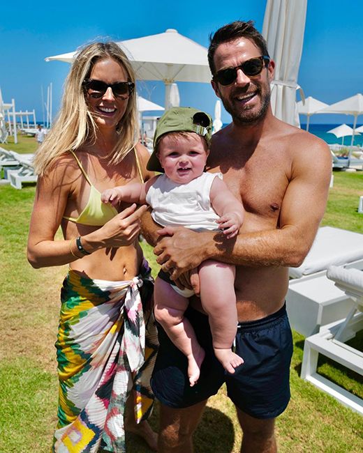 jamie redknapp posing with wife frida baby son