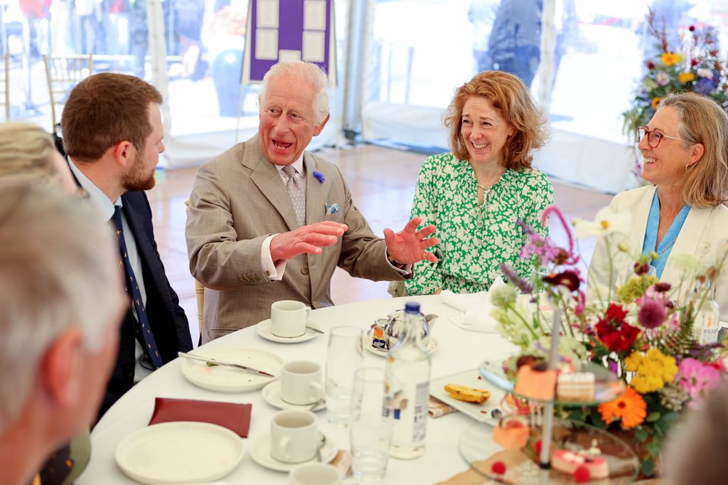  King Charles III meeting guests at the tea party in Guernsey