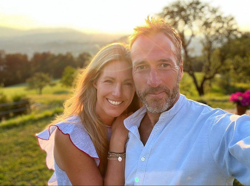 Marina and Ben Fogle cuddling in the sunshine