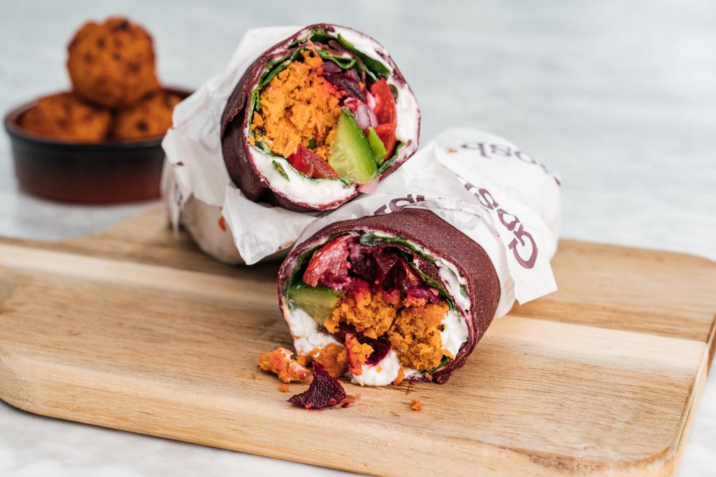A Gosh! falafel and vegetable wrap is a good fibre-rich packed lunch option